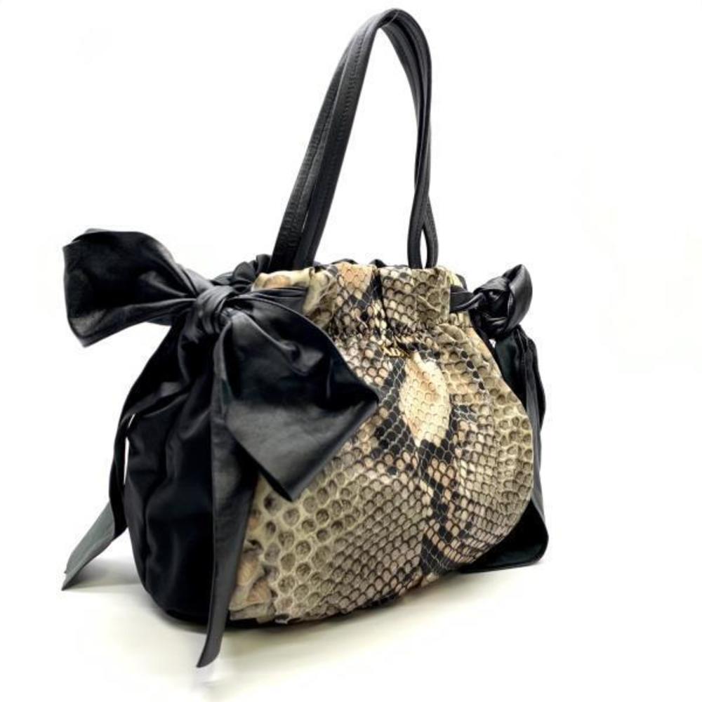 Prada Python Pattern Nylon Handbag Black - image 2